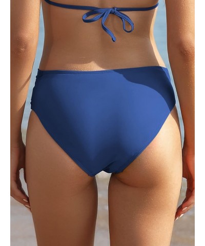 Women's Bikini Bottom Twist Front Cheeky Swimsuit Ruched Bathing Suit Bottoms Lake Blue $11.48 Swimsuits