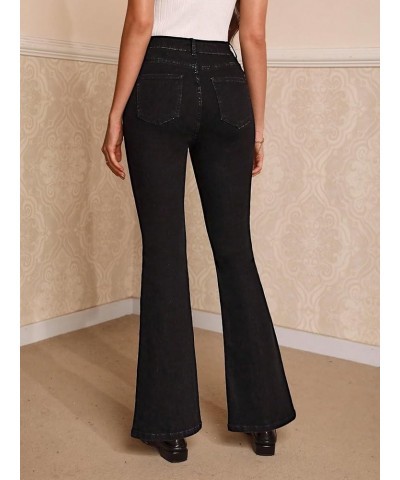 Women's Casual High Waist Split Hem Flare Leg Bell Bottom Long Jeans Denim Pants Black $20.51 Jeans