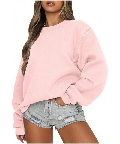 Oversized Sweatshirt For Women Fall Winter Y2k Clothes Casual Crewneck Sweatshirt Tops Solid Long Sleeve Pullover 01pink $7.7...