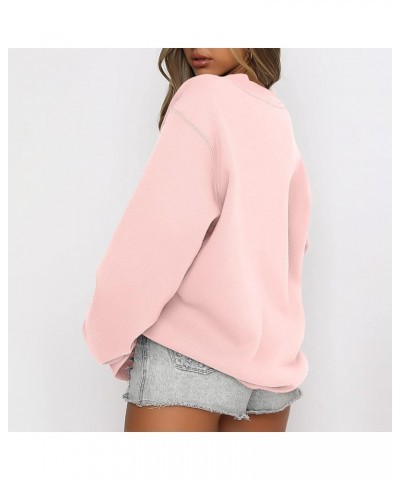 Oversized Sweatshirt For Women Fall Winter Y2k Clothes Casual Crewneck Sweatshirt Tops Solid Long Sleeve Pullover 01pink $7.7...