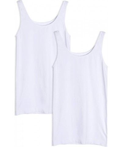 Women Seamless Premium Classic Tank Top, Made in U.S.A, One Size 2 Pack: White, White $25.19 Tanks