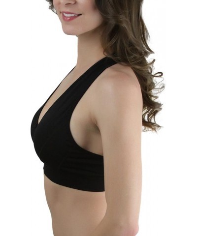 Women’s Seamless Supportive Wire Free Open Back Assorted Sports Bras Mesh Cutout Racerback - Classic Black $9.09 Lingerie