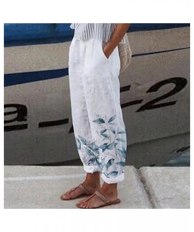 Women Casual Wide Leg Palazzo Pants Butterfly Print with Pockets Sport Trousers Straigh Stretch Linen Pants for Women I01-lig...