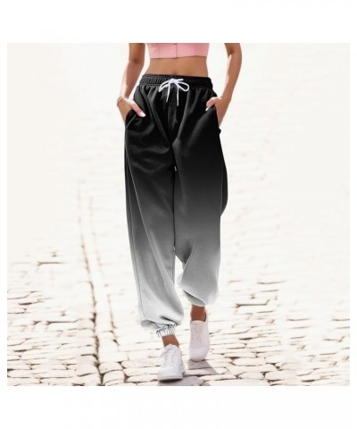 Sweatpants for Women Loose Fit Baggy High Waisted Fall Winter Cinch Bottom Joggers Pants with Pockets Black 3 $5.09 Pants