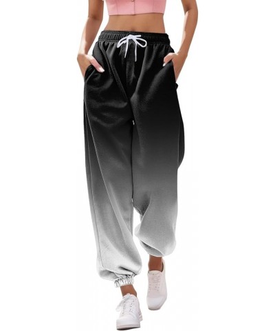 Sweatpants for Women Loose Fit Baggy High Waisted Fall Winter Cinch Bottom Joggers Pants with Pockets Black 3 $5.09 Pants