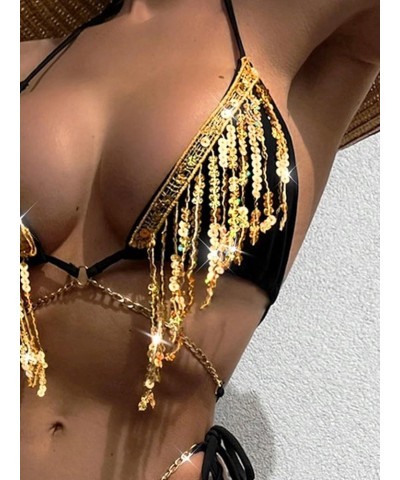 Sexy Handmade Sequins 2PCS Bikini Set Tankini Sexy Bra Swimsuit Lace Top Praty Swimwear Print $17.48 Swimsuits