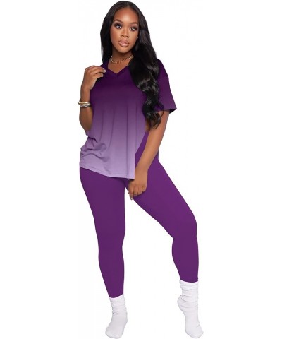 Lounge Sets for Women Two Piece Outfits Pullover Tops and Long Pants Tracksuit Sweatsuits 3328gradient Purple $12.00 Activewear