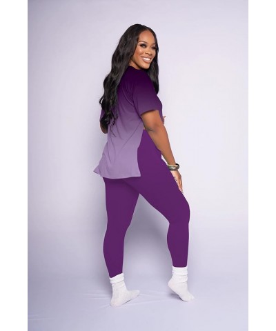 Lounge Sets for Women Two Piece Outfits Pullover Tops and Long Pants Tracksuit Sweatsuits 3328gradient Purple $12.00 Activewear