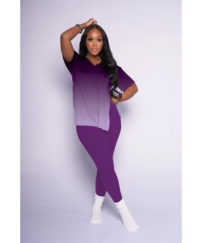 Lounge Sets for Women Two Piece Outfits Pullover Tops and Long Pants Tracksuit Sweatsuits 3328gradient Purple $12.00 Activewear