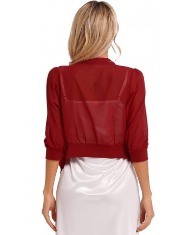 Women's Elegant Chiffon Bolero Shrug Top Open Cardigan Cape Cover Up for Wedding Evening Dress 6416red $8.99 Sweaters