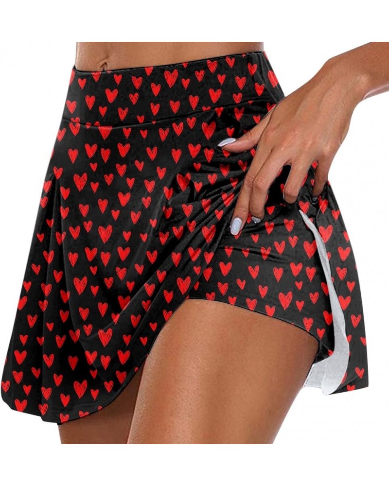 Women Athletic Golf Skorts Pleated Tennis Skirt Built-in Shorts Golf Active Skirts for Sports Running Gym Training Z13-red $6...