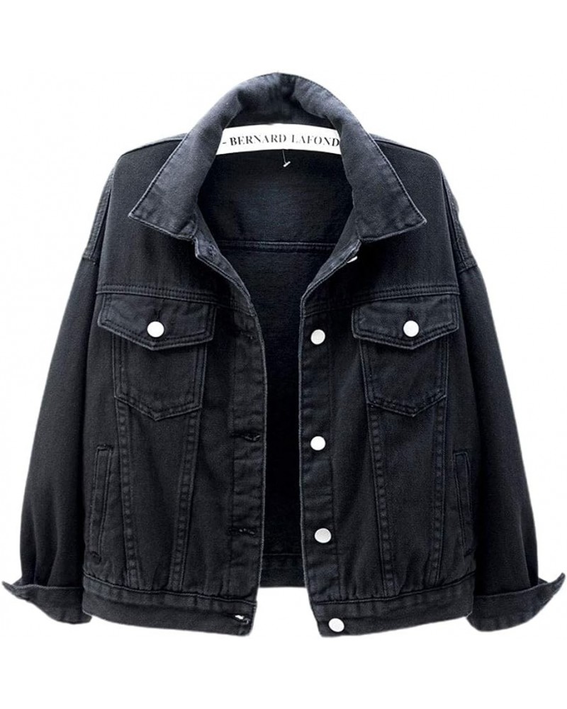 Women's Candy Color Denim Jacket Relaxed Fit Casual Jean Trucker Jacket Black $20.34 Jackets