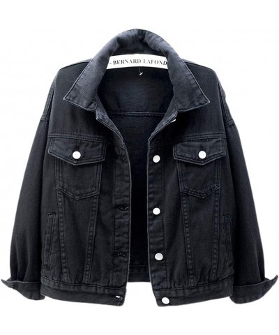 Women's Candy Color Denim Jacket Relaxed Fit Casual Jean Trucker Jacket Black $20.34 Jackets