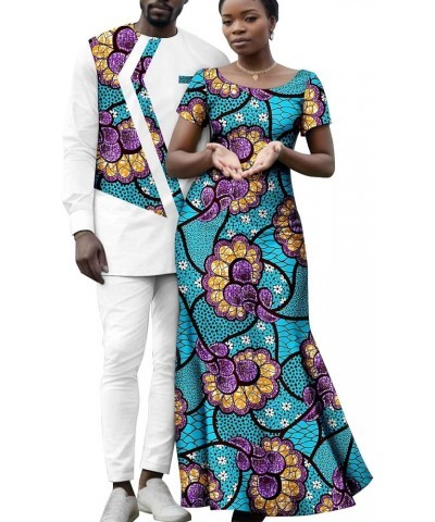 Africa Couples Men's Long Sleeve Irregular Printed Fabric Patchwork Top and Pants Women's Classic Dress Long Dress Women 618 ...