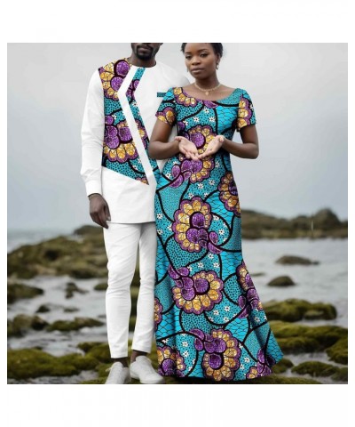 Africa Couples Men's Long Sleeve Irregular Printed Fabric Patchwork Top and Pants Women's Classic Dress Long Dress Women 618 ...