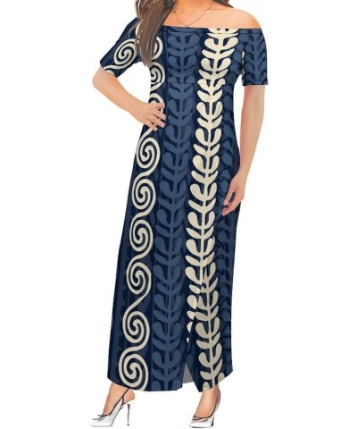 Custom Off Shoulder Slit Maxi Casual Dresses Samoan Dress Polynesian Tribal Ladies Dress W6y8xftes9hd $30.48 Dresses