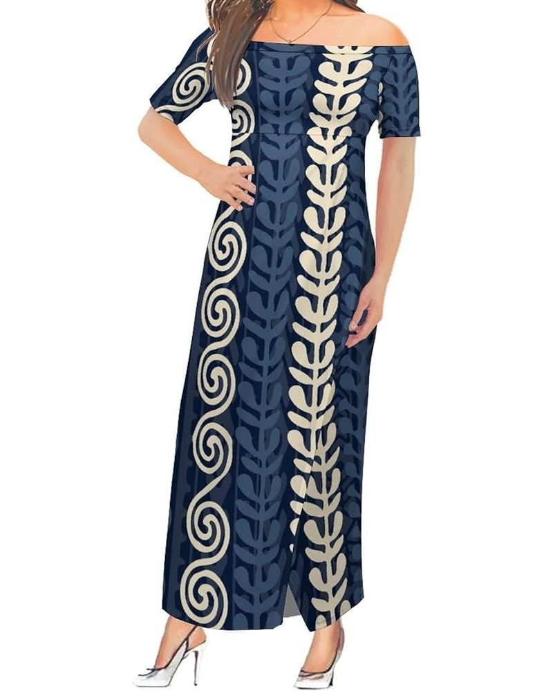 Custom Off Shoulder Slit Maxi Casual Dresses Samoan Dress Polynesian Tribal Ladies Dress W6y8xftes9hd $30.48 Dresses