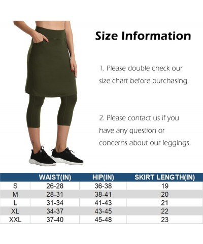 Modest Skirt with Leggings Attached for Women Workout Knee Length Swim Capri Pants with 2 Pockets Army Green $16.45 Skirts