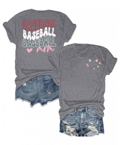 Hey Batter Swing Tee Shirt Cute Baseball T-Shirt Women Graphic Letter Print Casual Short Sleeve Sports Shirts Grey $8.24 T-Sh...