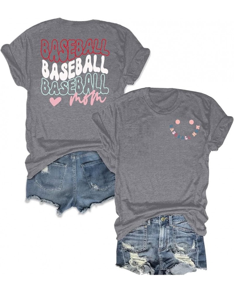 Hey Batter Swing Tee Shirt Cute Baseball T-Shirt Women Graphic Letter Print Casual Short Sleeve Sports Shirts Grey $8.24 T-Sh...