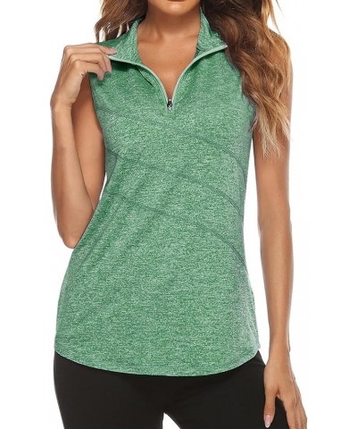 Women's Zip Up Tank Top Quick Dry Workout Tops Sleeveless Golf Tennis Running Shirt Dark Green $17.67 Activewear