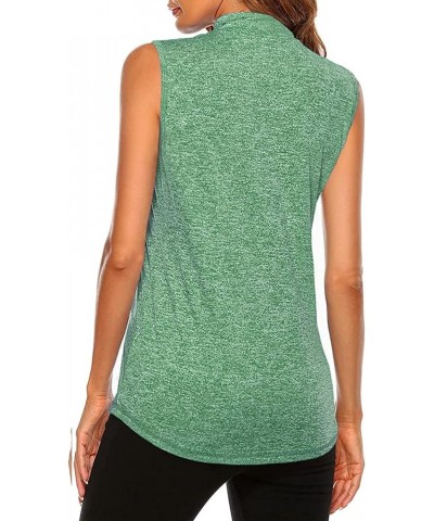 Women's Zip Up Tank Top Quick Dry Workout Tops Sleeveless Golf Tennis Running Shirt Dark Green $17.67 Activewear