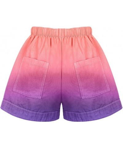 2023 Summer Casual Shorts for Women Drawstring Elastic Waist Beach Athletic Shorts Pocketed Comfy Cotton Lounge Shorts B- Mul...