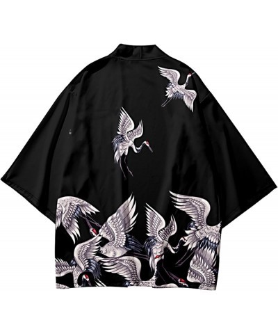 Women's 3/4 Sleeve Floral Print Loose fit Floral Print Shawl Kimono Cover up 24471 Black $10.24 Sweaters