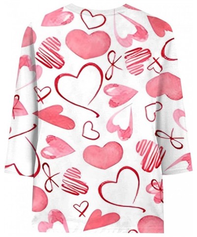 Valentine Day Shirt for Women 3/4 Sleeve Cute Love Hearts Graphic Tees Casual Fashion Tops Blouse 022-watermelon Red $8.24 Ac...