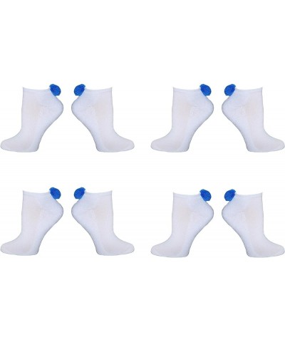 NEW! Pom Pom Lowcut Socks Women - Lowcut Pom-Pom Performance Socks - Fits Shoe Size: 4-10 (Ladies) Blue 4 Pair $11.39 Socks