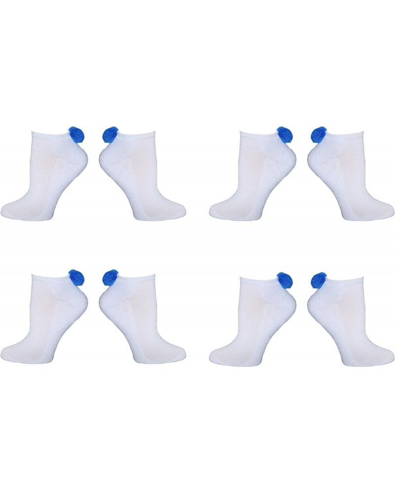 NEW! Pom Pom Lowcut Socks Women - Lowcut Pom-Pom Performance Socks - Fits Shoe Size: 4-10 (Ladies) Blue 4 Pair $11.39 Socks