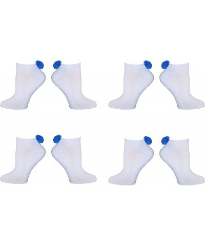 NEW! Pom Pom Lowcut Socks Women - Lowcut Pom-Pom Performance Socks - Fits Shoe Size: 4-10 (Ladies) Blue 4 Pair $11.39 Socks