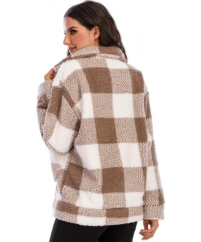 Women's Faux Fur Jacket Shaggy Jacket Winter Fleece Coat Outwear Shaggy Shearling Jacket Camel Plaid $17.33 Coats