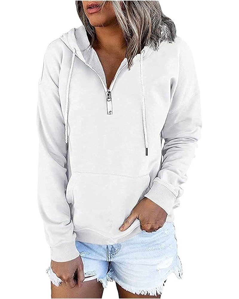 Hoodies for Women Pullover, Women's Casual Hoodies Long Sleeve Solid Lightweight Pullover Tops Sweatshirt with Pocket 07-whit...