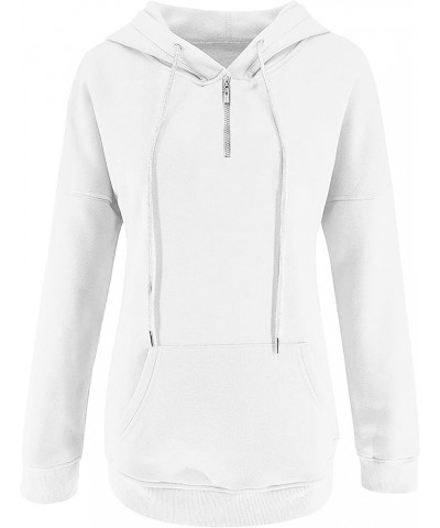 Hoodies for Women Pullover, Women's Casual Hoodies Long Sleeve Solid Lightweight Pullover Tops Sweatshirt with Pocket 07-whit...