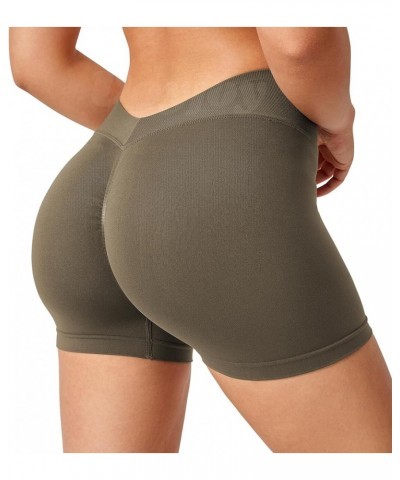 V Cross Back Scrunch Butt Shorts Seamless Workout High Waisted Shorts Squat Proof Booty Shorts 0 Coffee $10.50 Activewear