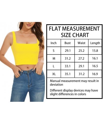 Women’s Sleeveless Crop Tops Square Neck Double Layer Workout Fitness Basic Cropped Tank Top 06-orange $9.89 Tanks