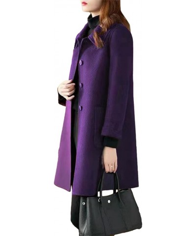 Fall Jackets for Women 2023 Wool Trench Coats for Women Winter Fall Fashion Notch Collar Pea Coats Long Jackets Coats E1-purp...