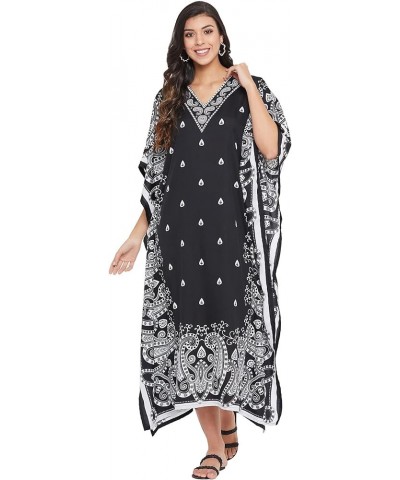 Gypsie Blu Paisley Print Kaftan for Women Polyester Caftan Dress Kimono Sleeve Plus Size Beach Maxi Dresses Black Paisley Kaf...