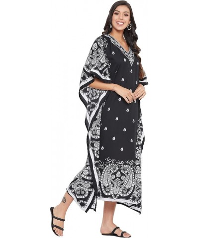 Gypsie Blu Paisley Print Kaftan for Women Polyester Caftan Dress Kimono Sleeve Plus Size Beach Maxi Dresses Black Paisley Kaf...