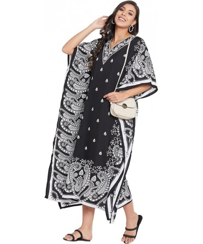 Gypsie Blu Paisley Print Kaftan for Women Polyester Caftan Dress Kimono Sleeve Plus Size Beach Maxi Dresses Black Paisley Kaf...