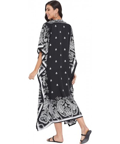 Gypsie Blu Paisley Print Kaftan for Women Polyester Caftan Dress Kimono Sleeve Plus Size Beach Maxi Dresses Black Paisley Kaf...