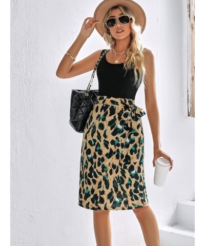 Women's 2023 Summer Sundress Scoop Neck Knee Lenght Fitted Sundress Green $18.49 Dresses