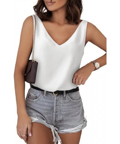 Silk Tank Tops for Women Cute Women's Tanks & Camis Ladies Summer Tops A 769 White $14.57 Tanks