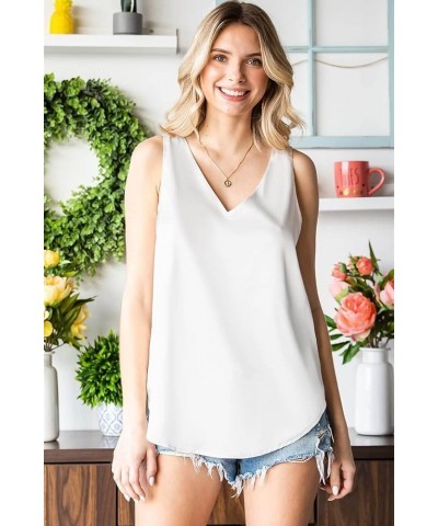 Silk Tank Tops for Women Cute Women's Tanks & Camis Ladies Summer Tops A 769 White $14.57 Tanks