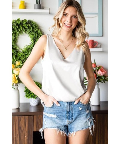 Silk Tank Tops for Women Cute Women's Tanks & Camis Ladies Summer Tops A 769 White $14.57 Tanks