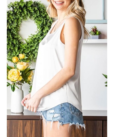 Silk Tank Tops for Women Cute Women's Tanks & Camis Ladies Summer Tops A 769 White $14.57 Tanks