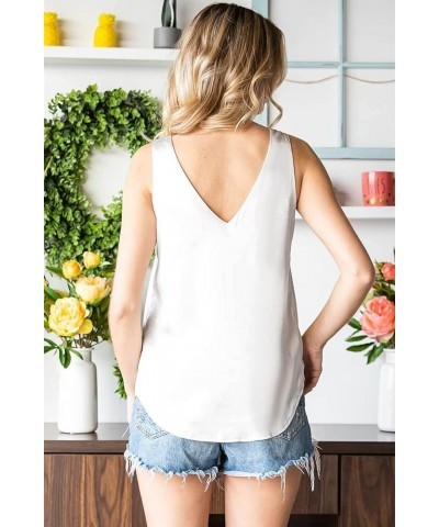 Silk Tank Tops for Women Cute Women's Tanks & Camis Ladies Summer Tops A 769 White $14.57 Tanks