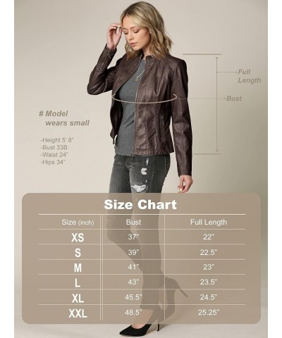 Women's Removable Hooded Faux Leather Jacket Moto Biker Coat Wjc877l_coffee $26.63 Coats