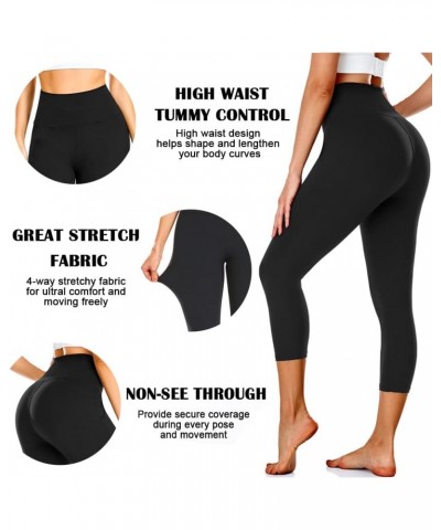 Soft Leggings for Women - High Waisted Tummy Control No See Through Workout Yoga Pants Z1-black,black(2 Pack Capri) Large-X-L...